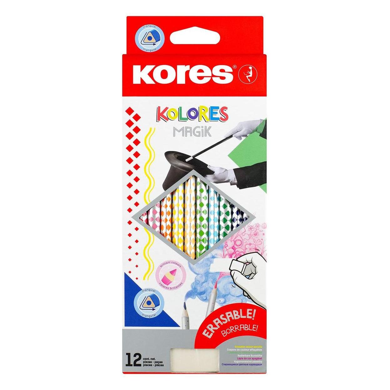 Kores Dreikant-Buntstifte "KOLORES Magik" radierbar, 12er (12x) (BB93315)