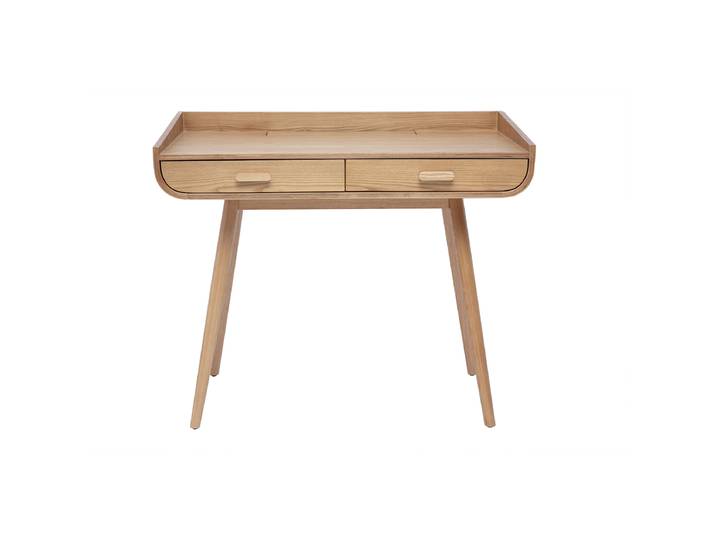 Bureau scandinave bois clair avec rangements 2 tiroirs L100 cm HALLEN