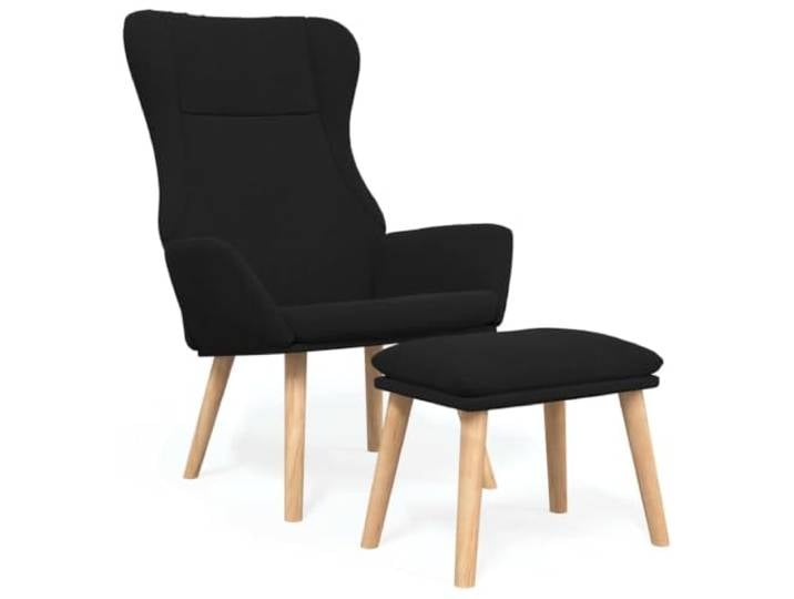 Makastle Relaxsessel mit Hocker Schwarz Stoff
