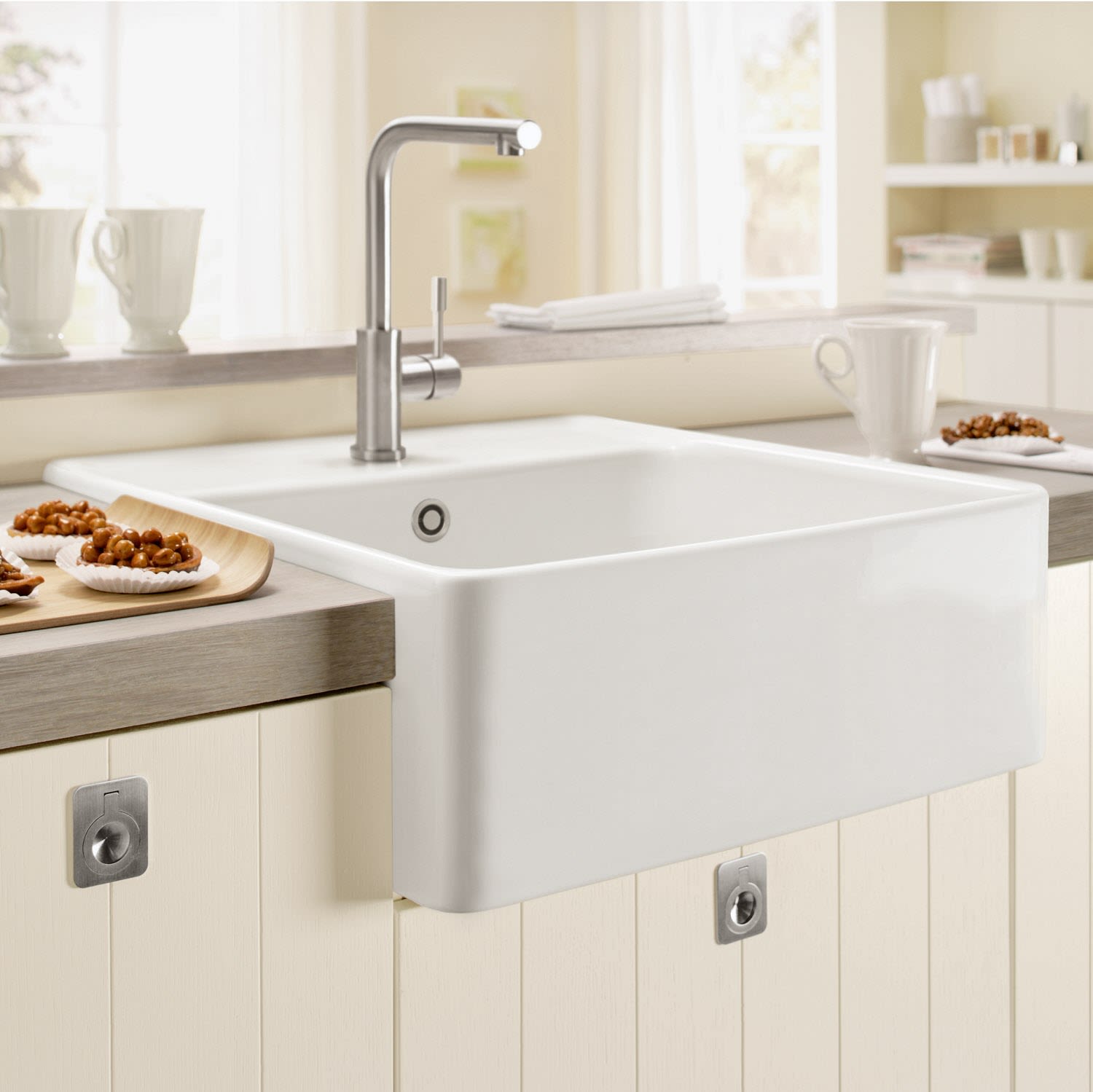 Villeroy & Boch sink single basin, drain set with manual override 632061R1HL2