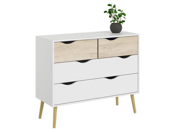 Kommode, Braun & Weiß, 98.7x81.7x39.1 cm, Holzwerkstoff, 4 Schubladen, Skandinavisch, MID.YOU