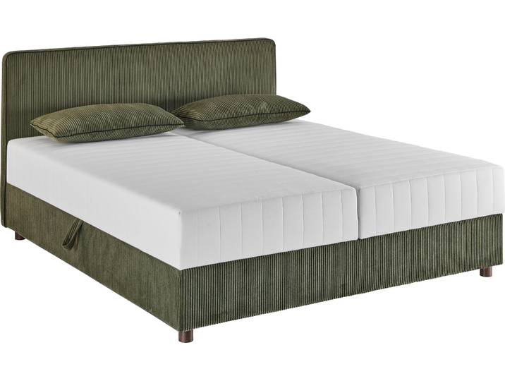Bett Corinna , grün, B:182cm H:97cm L:210cm, ATLANTIC HOME COLLECTION, Betten, Bett, Boxbett inkl. Stauraum, Cord, erhältlich in unterschiedlichen Breiten