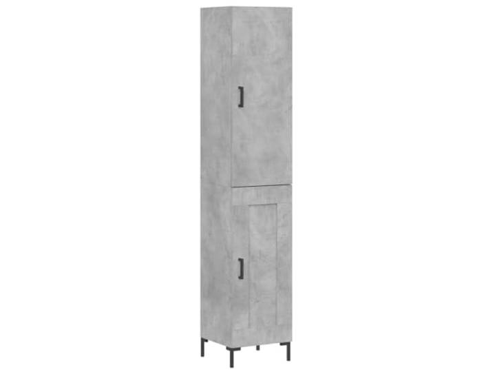 Highboard Betongrau 34,5x34x180 cm Holzwerkstoff Stauraum, Metallfüße, Betongrau, Holzwerkstoff, 180 cm hoch, vielseitig