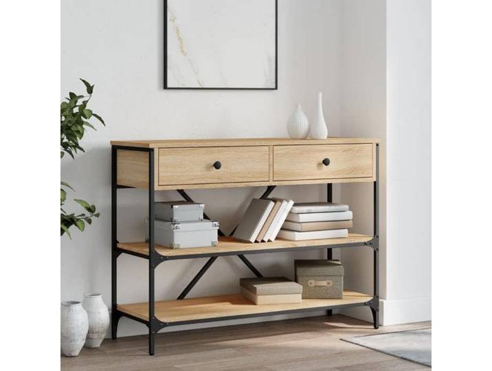 Table console-Table d'entrée avec tiroirs et étagères chêne sonoma