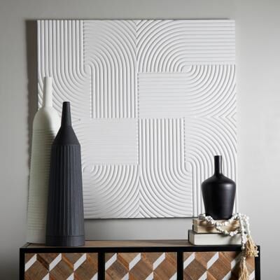 CosmoLiving by Cosmopolitan White Wooden Handmade Carved Geometric Home Wall Decor