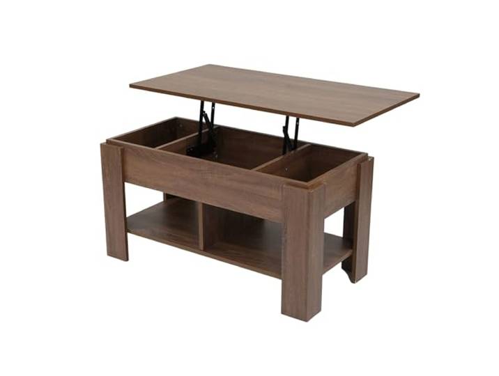FurnitureR Moderner Couchtisch in Holzmaserung mit griffloser Schublade & klarer Linienführung für Wohnzimmer
