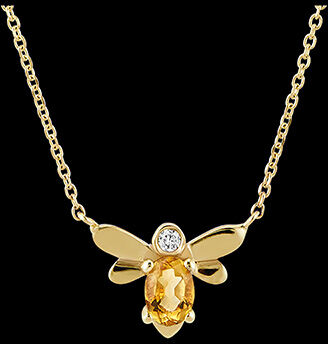 Edenly Halskette Pop-Biene - Gelbgold, 9 Karat , Diamant und Citrin