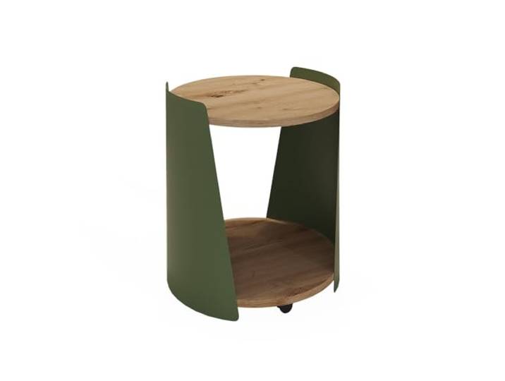 Vicco Couchtisch Lofta , Grün/Eiche 40 x 40 cm mit Rollen für flexible Platzierung und leichte Bewegung