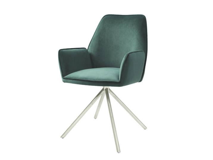 Jamb Esszimmerstuhl Grün, Silber, Grün, Silberfarben, Textil, 60x86x60 cm, Esszimmer, Stuhl