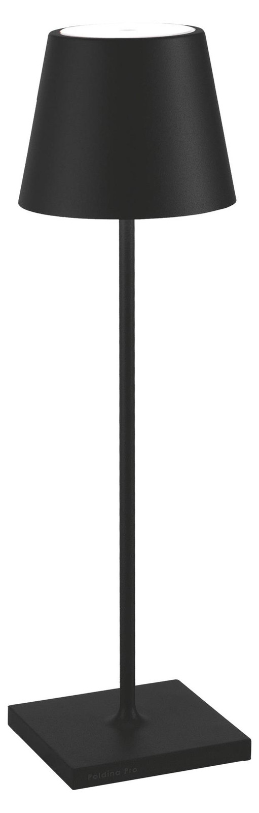 Zafferano Poldina Pro LED-tafellamp, zwart, oplaadbaar en dimbaar, IP65 voor buitengebruik