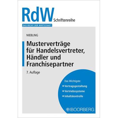 Musterverträge für Handelsvertreter, Händler und Franchisepartner, Taschenbuch von Jürgen Niebling, Richard Boorberg Verlag, 978-3-415-07276-3