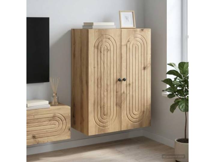 Wandschrank 66 x 34,5 x 90 cm Holzwerkstoff Artisan-Eiche mit Pendeltüren Vintage-Design, platzsparende Wandmontage, robuste Holzwerkstoff-Qualität, vielseitige Aufbewahrung, schwenkbare Türen