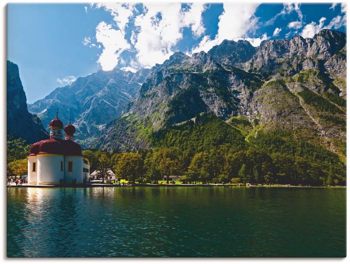 Leinwandbild ARTLAND St. Bartholomä (Königssee) I , blau (farbe bild(er): blau), B:60cm H:45cm, Bilder, Leinwandbild, auf Holzrahmen gespannt