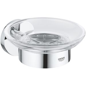 GROHE Seifenschale Essentials 40444001, transparent, zum Bohren, aus Glas, 11 x 12,5 cm