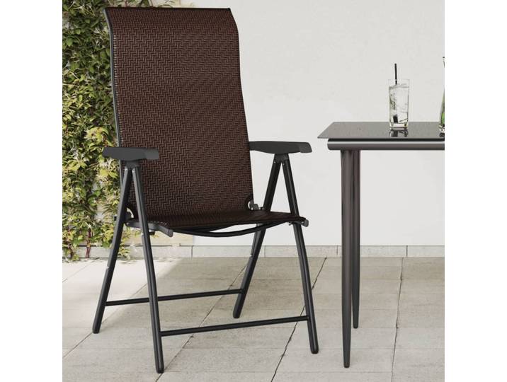 vidaXL Klappstühle, 4 Stück, braunes Polyrattan