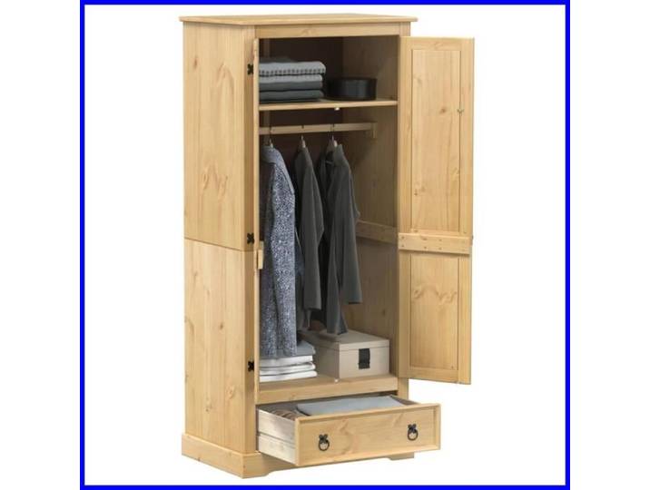 Garde-robe - V BESTLIFE - Corona - Bois de pin massif - 2 portes - 1 tiroir - 170 cm