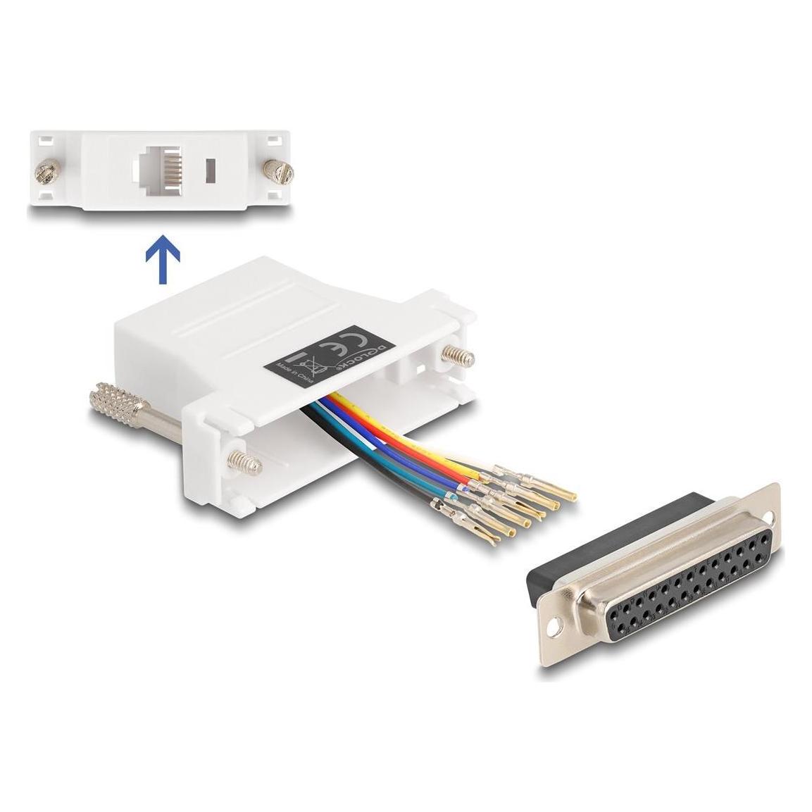 Delock 67098 - D-Sub 25 Pin Buchse zu RJ12 Buchse Montagesatz weiss (67098)