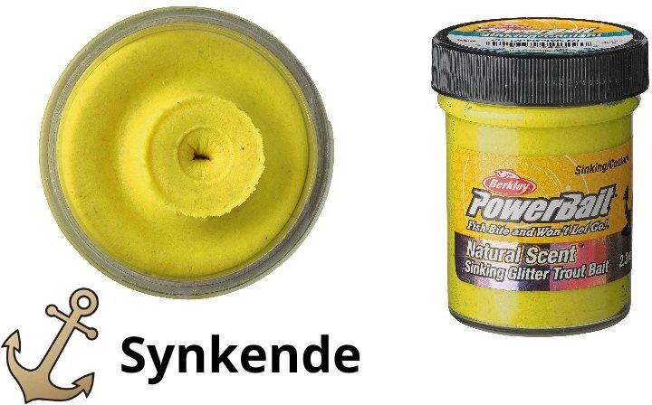 Berkley Powerbait Sinking Sunshine Yellow Glitter Trout Dough