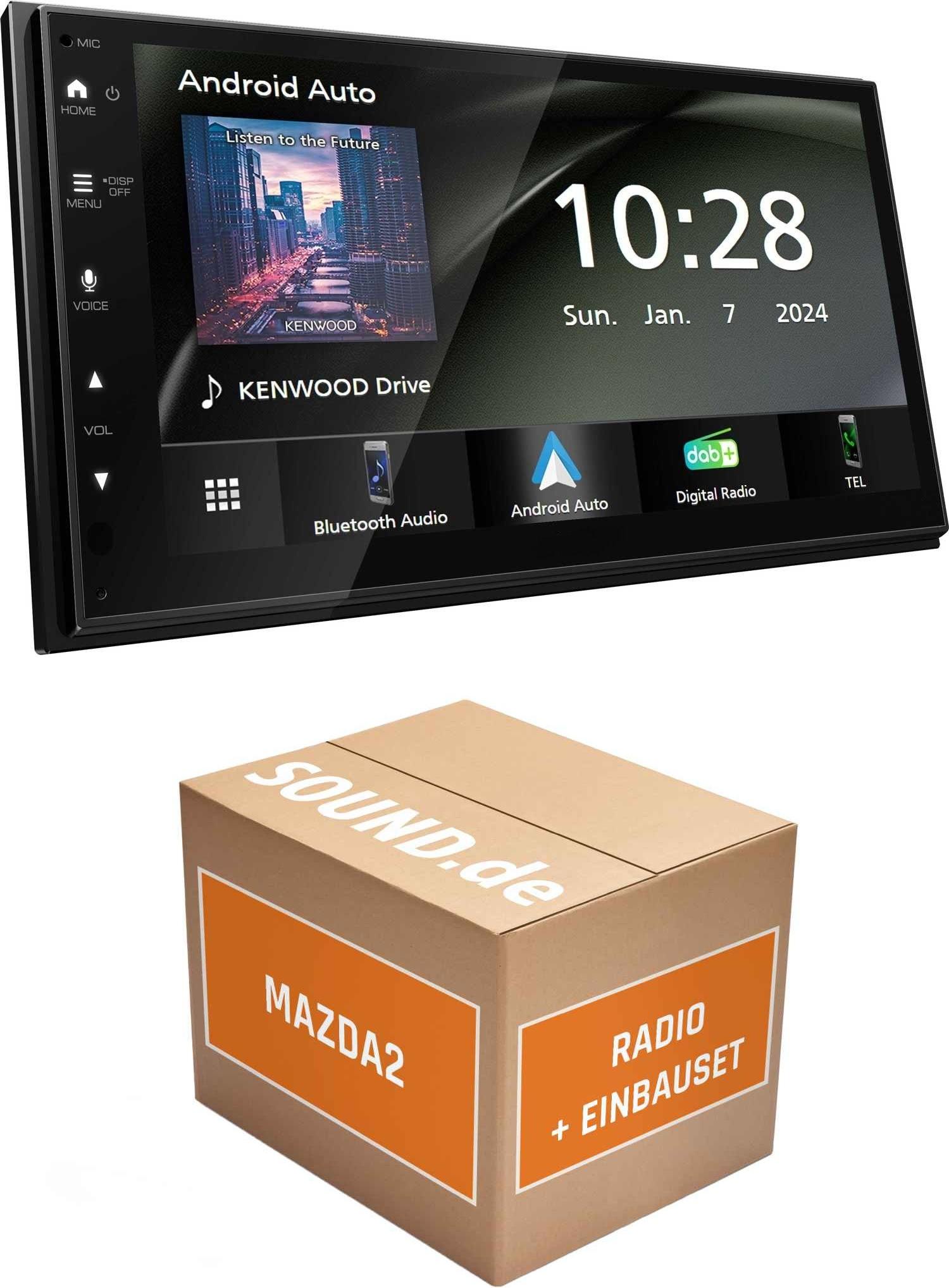Autoradio Einbaupaket Kenwood DMX5023DABS passend für Mazda2 DE + Lenkradfernbedienung | Apple Carplay Android Auto APP Spiegelung