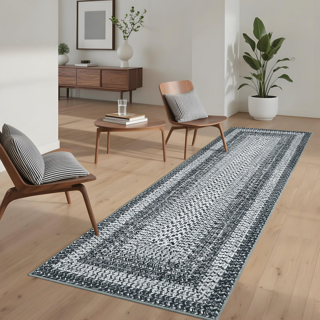 Brambly Cottage Rectangle Geometric Area Rug Navy Blue 240*340cm