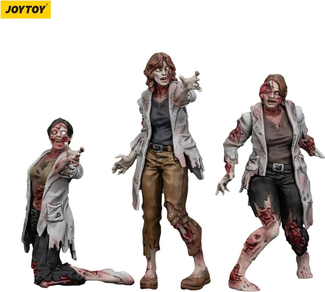 Joy Toy Zombie Dark Source actiefiguren 3-delige set wetenschappers vrouwelijk, 8 cm