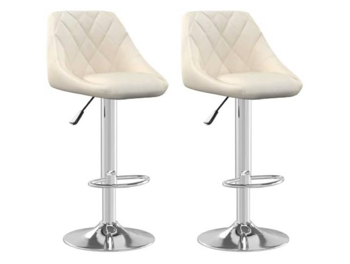POUFGDR Barhocker, Samt, cremefarben, 2-teilig, drehbar, mit Fußstütze Robuster verchromter Stahl, verstellbarer Gasheber, 360 ° drehbar, 110 kg Tragkraft, elegantes Design für Küche oder