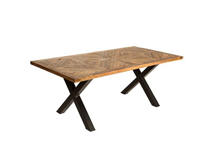 riess-ambiente Esstisch INFINITY HOME - 160x90cm - natur - Mangoholz Metall Platz für 6 Personen, X-Gestell, Beine: schwarz, Mosaik-Optik, Industrial Design