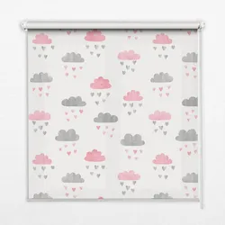INNENROLLO - Fensterrollo - Rollo - 80x140 cm - Rosa und graue Wolken