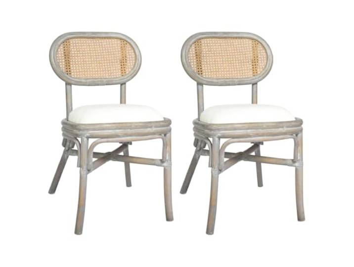 HGPOTUY Rattan Esszimmerstuhl Grau 2er Set Mit Kissen, Ergonomisches Design, Belastbar bis 110 kg, Pflegeleicht