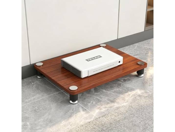 Vielseitiger AV‑Medienstand: mehrstöckiger Audio Rack für Audiogeräte Modulare Einlegeböden, höhenverstellbar, robuste Konstruktion, modernes Dekor(Teak,H 5cm/2.0in)
