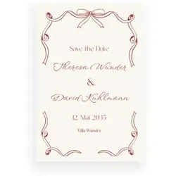 Save the Date Karten mit eigenen Fotos gestalten im Design "Vintage Bow" - Musterkarte - Karten einfach online bei wunderkarten gestalten und bestellen