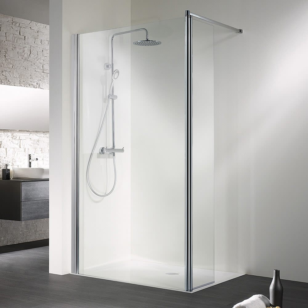 HSK Walk In Easy 140 cm front with hinged side panel, stop left