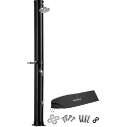 TecTake GmbH tectake, Solardusche Orinoco, 40 l Wassertank, Einhebelmischbatterie, Regenduschkopf drehbar, 29x47.5x222 cm, schwarz