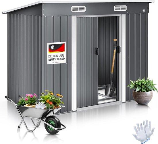Geräteschuppen Metall - Aufbewahrungsschrank Garten - 194x112x181 cm - Grau