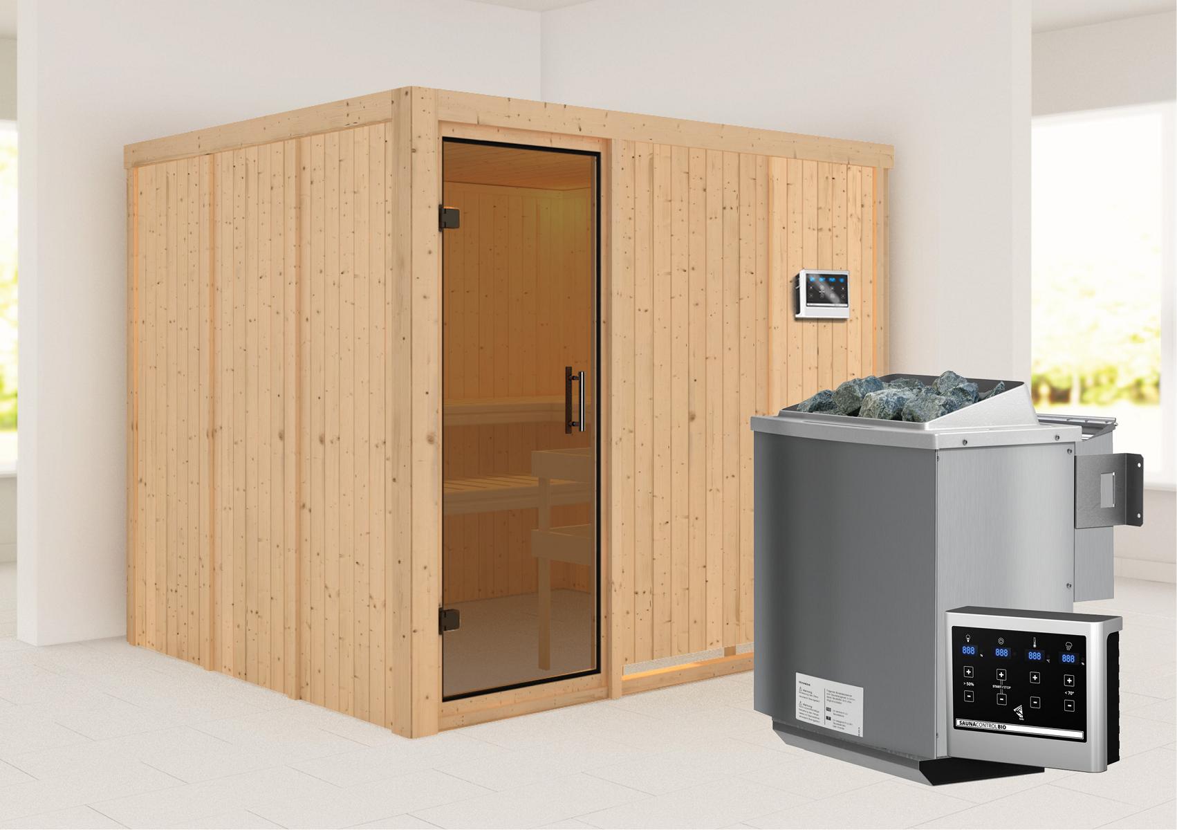 KARIBUHOLZT Sauna Gobin Front, 9kW Bio ext. Strg graphitf. GGT 09231519