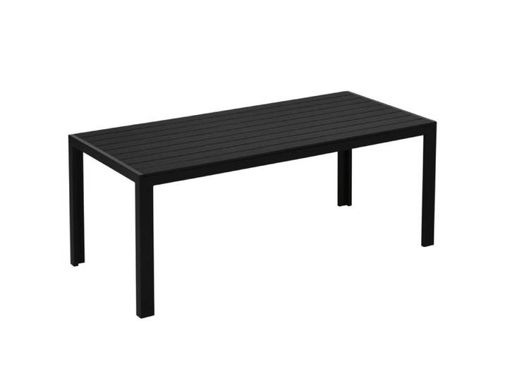 table de jardin table en aluminium 120x70 cm terrasse de jardin bois contreplaqué plastique noir résistant aux intempéries moderne