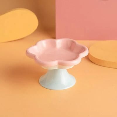 Uplift Essentials Flower Inspired Elevated Ceramic Pet Bowl pink