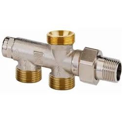 Heimeier Duolux Einrohrverteiler 3803-02.000 DN 15, 50/50, mit Absperrung, Rotguss vernickelt