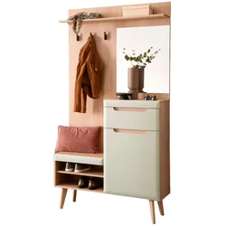 GARDEROBEN-SET Pistazie matt, Scandi Eiche, Kompaktgarderobe skandinavisch 110 x 197 cm