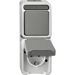 Merten MEG3495-8029 Kombination SCHUKO-Steckdose/ Wechselschalter, lichtgrau, AQUASTAR MEG34958029