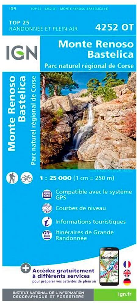 IGN  - 4252OT Monte Renoso, Bastelica, Parc naturel régional de Corse - Carte