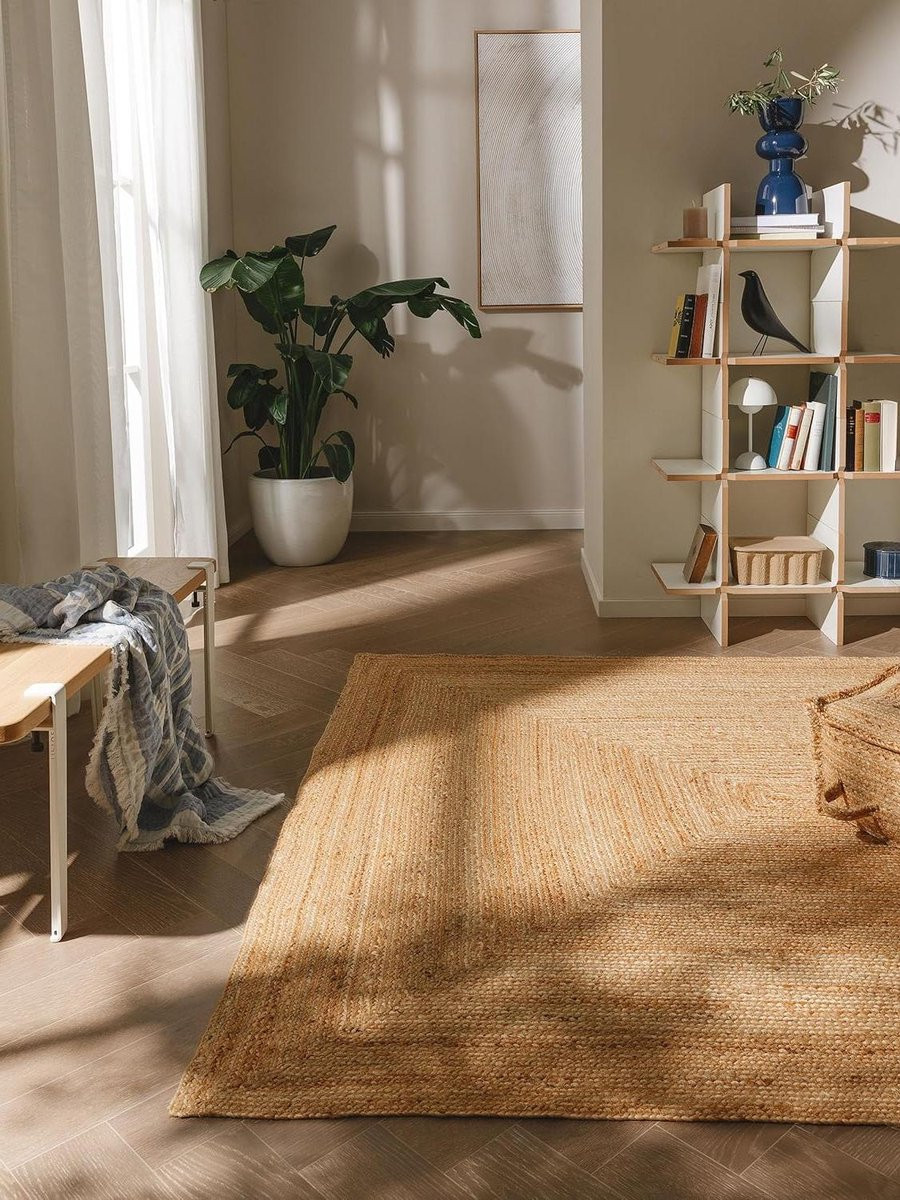 Modern Lichtbruin Jute Tapijt Jutta voor Woonkamer en Slaapkamer