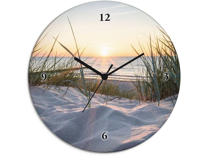 Wanduhr ARTLAND Ostseestrand , beige (natur), T:1,8cm, Wanduhren, Wanduhr, wahlweise mit Quarz- oder Funkuhrwerk, lautlos ohne Tickgeräusche