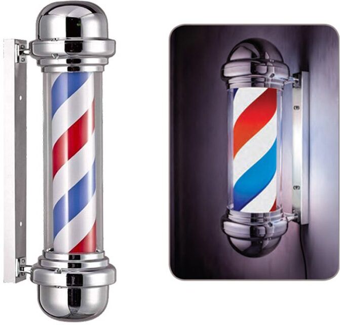 Melcap Barber Pole Rotante Luminoso per Barberia – Insegna da Barbiere 76 cm