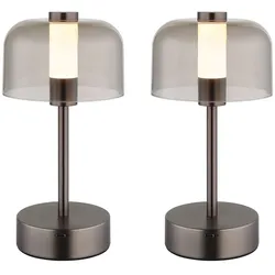 2x LED Tischleuchte Wohnzimmerlampe Schwarz Pilzleuchte Touchdimmer H 25 cm
