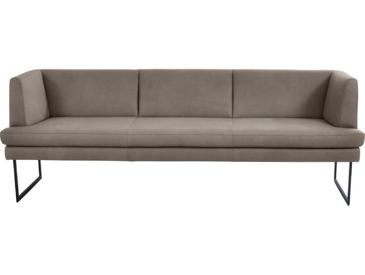 Polsterbank K+W KOMFORT & WOHNEN Cube , grau (stahl 85), B:229cm H:82cm T:67cm, Sitzbänke, Polsterbank, Hammerkissenoptik, 2 Breiten, Metallkufe schwarz