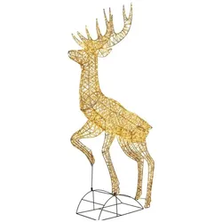 X-Mas, LED Weihnachtsdeko, LED Metall Deko Rentier warmweiss: grosse LED Figur mit Timer für Gartendekoration, IP44, 220cm