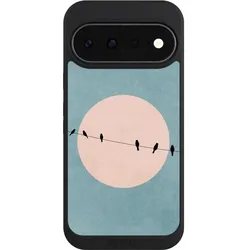 Nivocase Handyhülle für Google Pixel 11 Hülle NIVOpure Case Schwarz Mond Vogel türkis (Google Pixel 11), Smartphone Hülle, Schwarz, Türkis