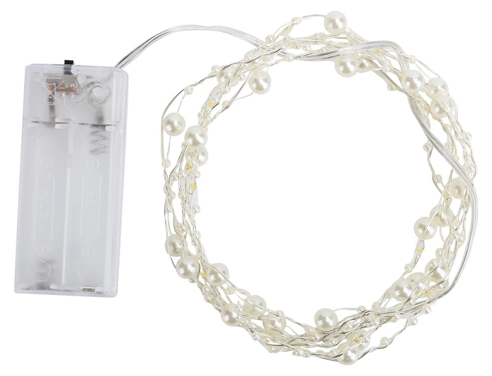 Dripio LED-lichtketting met imitatiesparels, warmwit licht, 217 cm lang