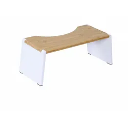 Relaxdays Toilettenhocker, klappbar, Hocker Toilettengang, Erwachsene, Bambus, rutschfest, HBT 19x43,5x20 cm, natur/weiß